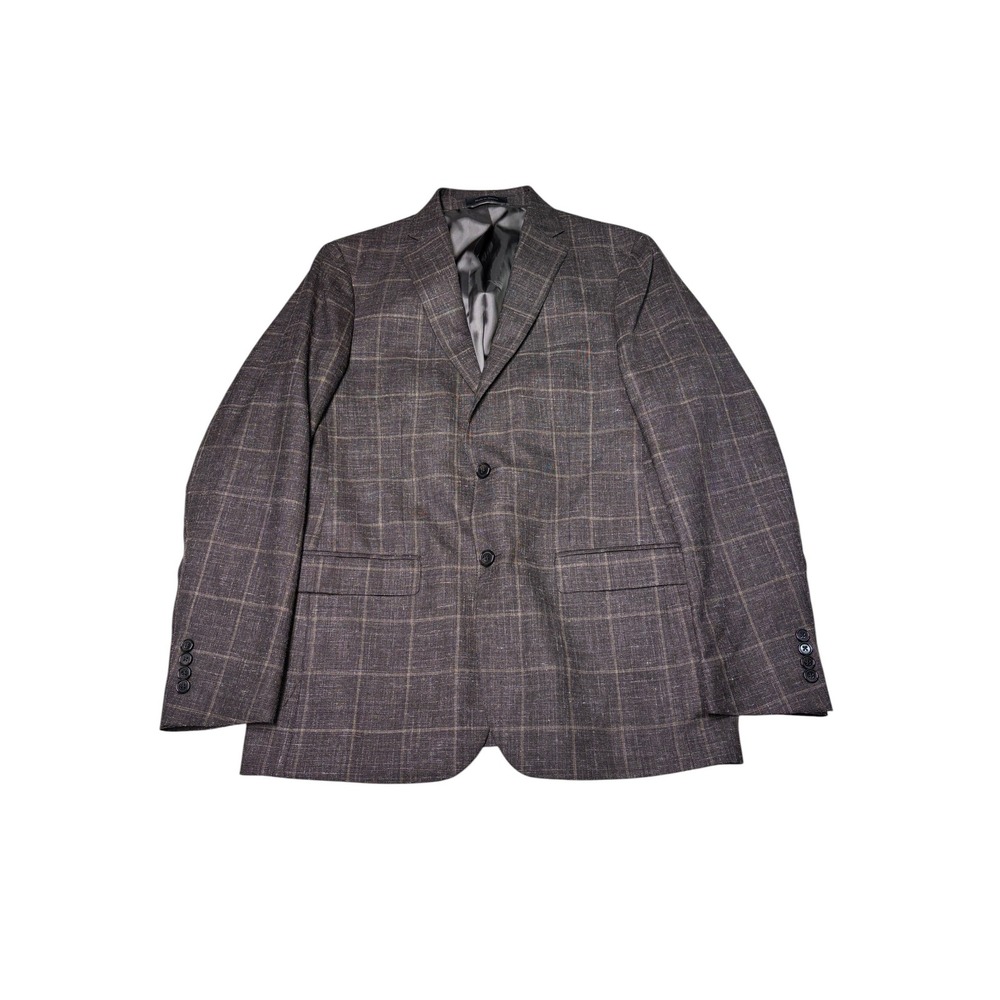 Lauren Ralph Lauren Mens 40L Brown Plaid Wool Silk Linen Blazer Sport Coat